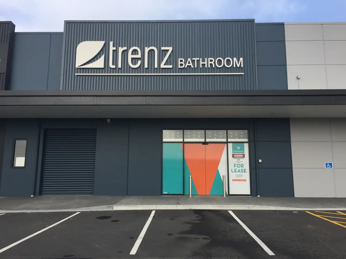 Commercial brand signage viewed from the street.