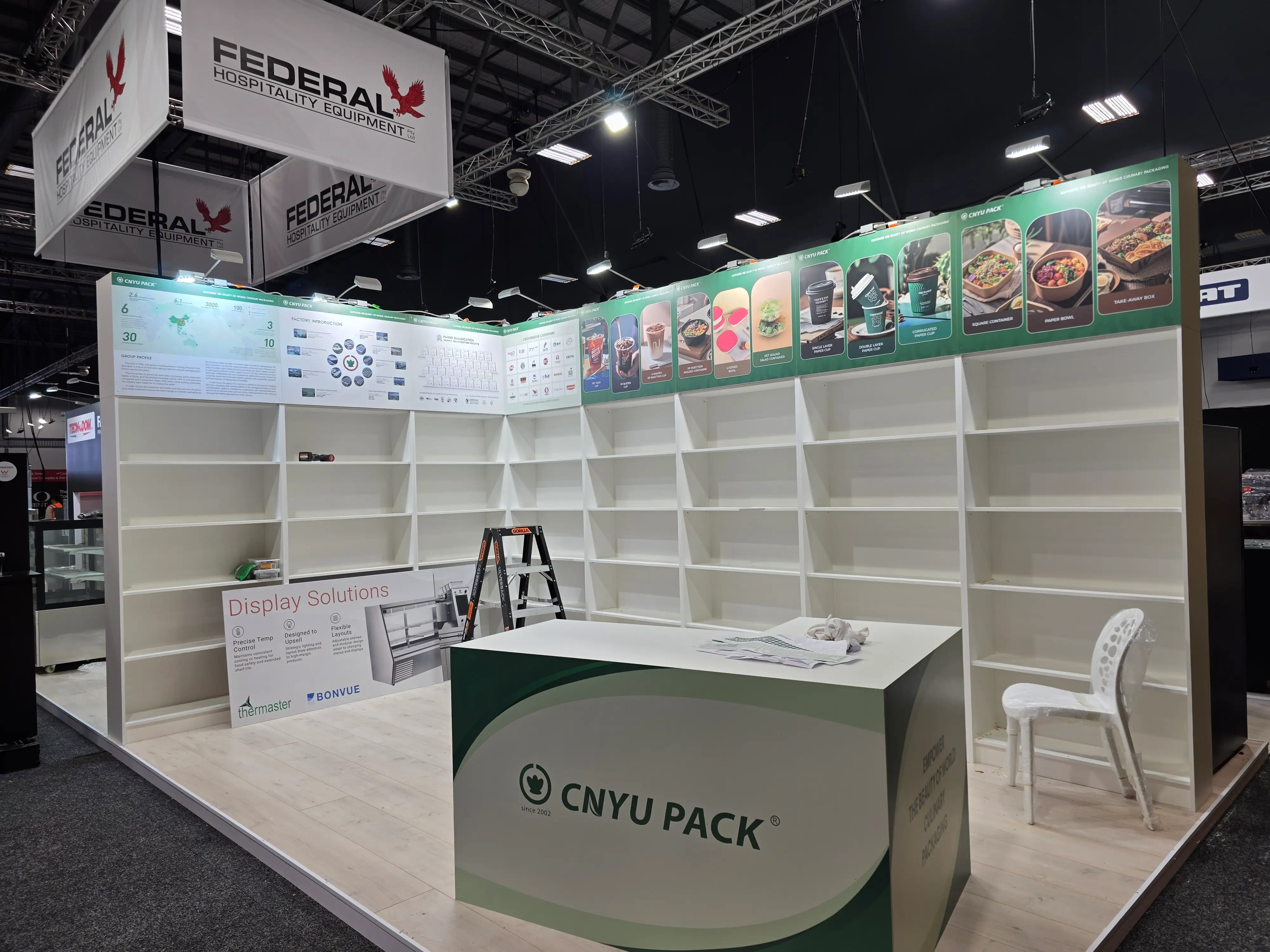 Branded exhibition environment at Fine Food Show 2025.