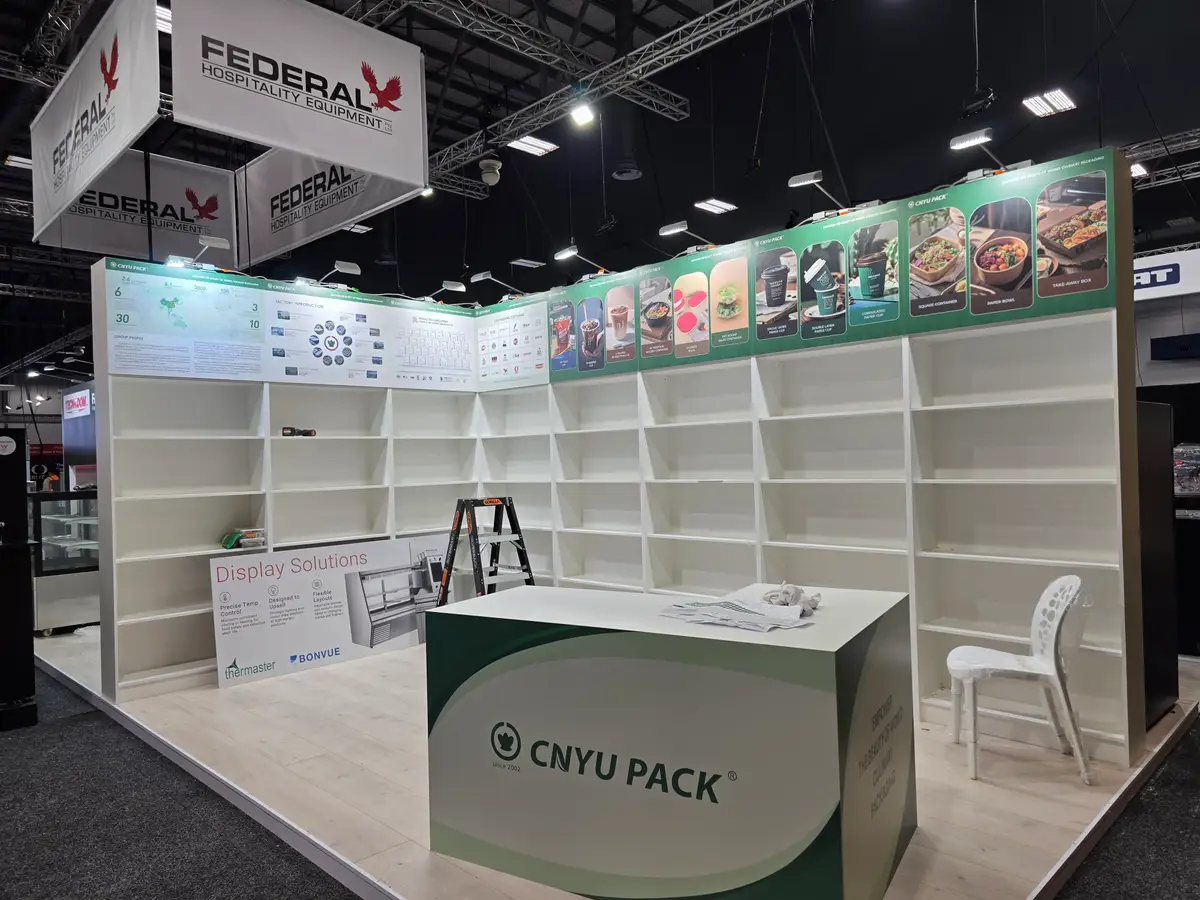 Branded exhibition environment at Fine Food Show 2025.