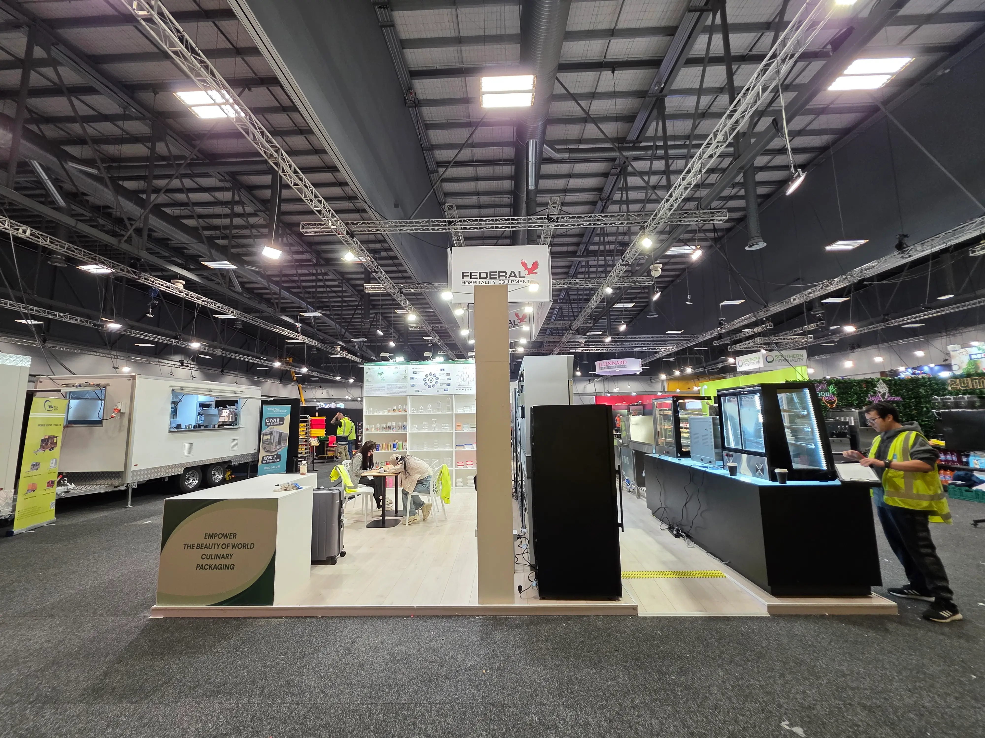 Branded exhibition environment at Fine Food Show 2025.