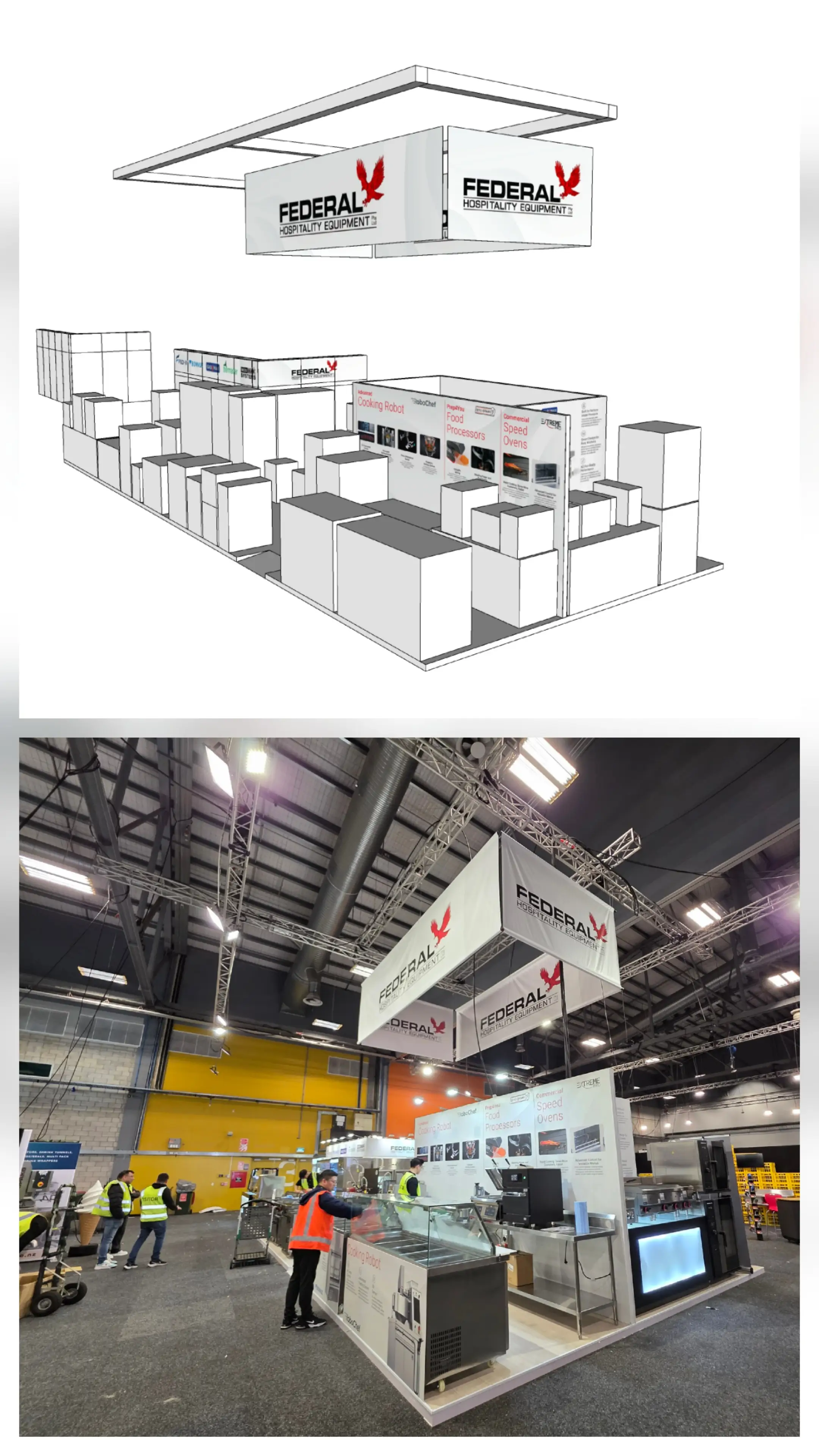 Branded exhibition environment at Fine Food Show 2025.
