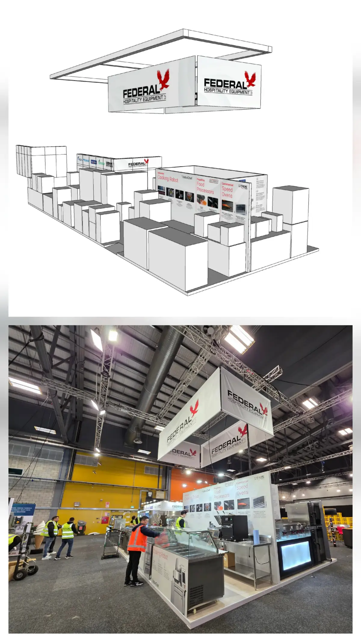 Branded exhibition environment at Fine Food Show 2025.