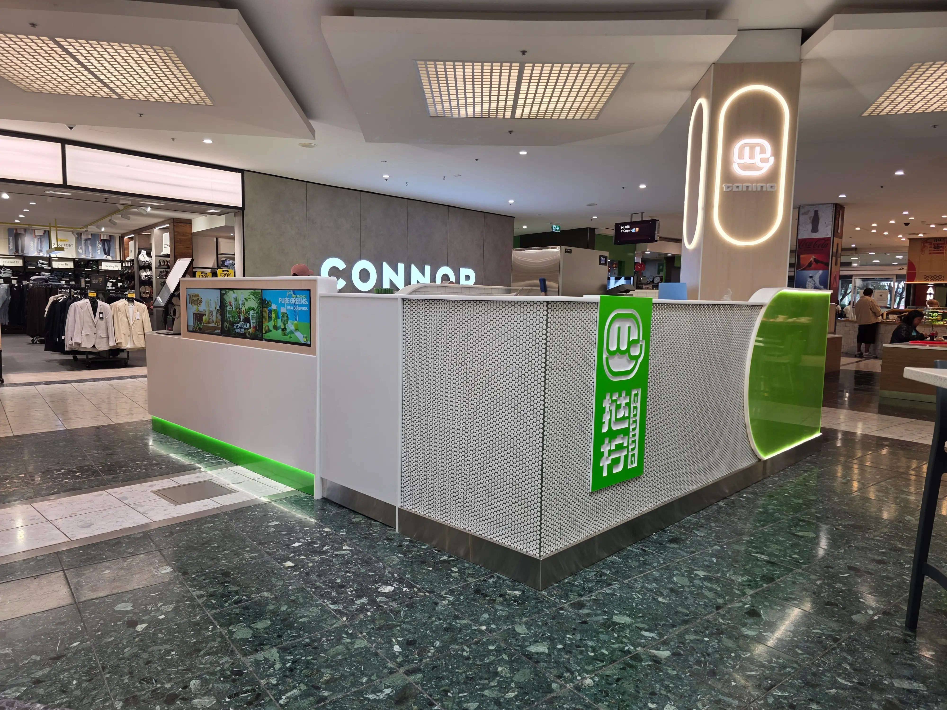 Integrated counter, storage and equipment details.