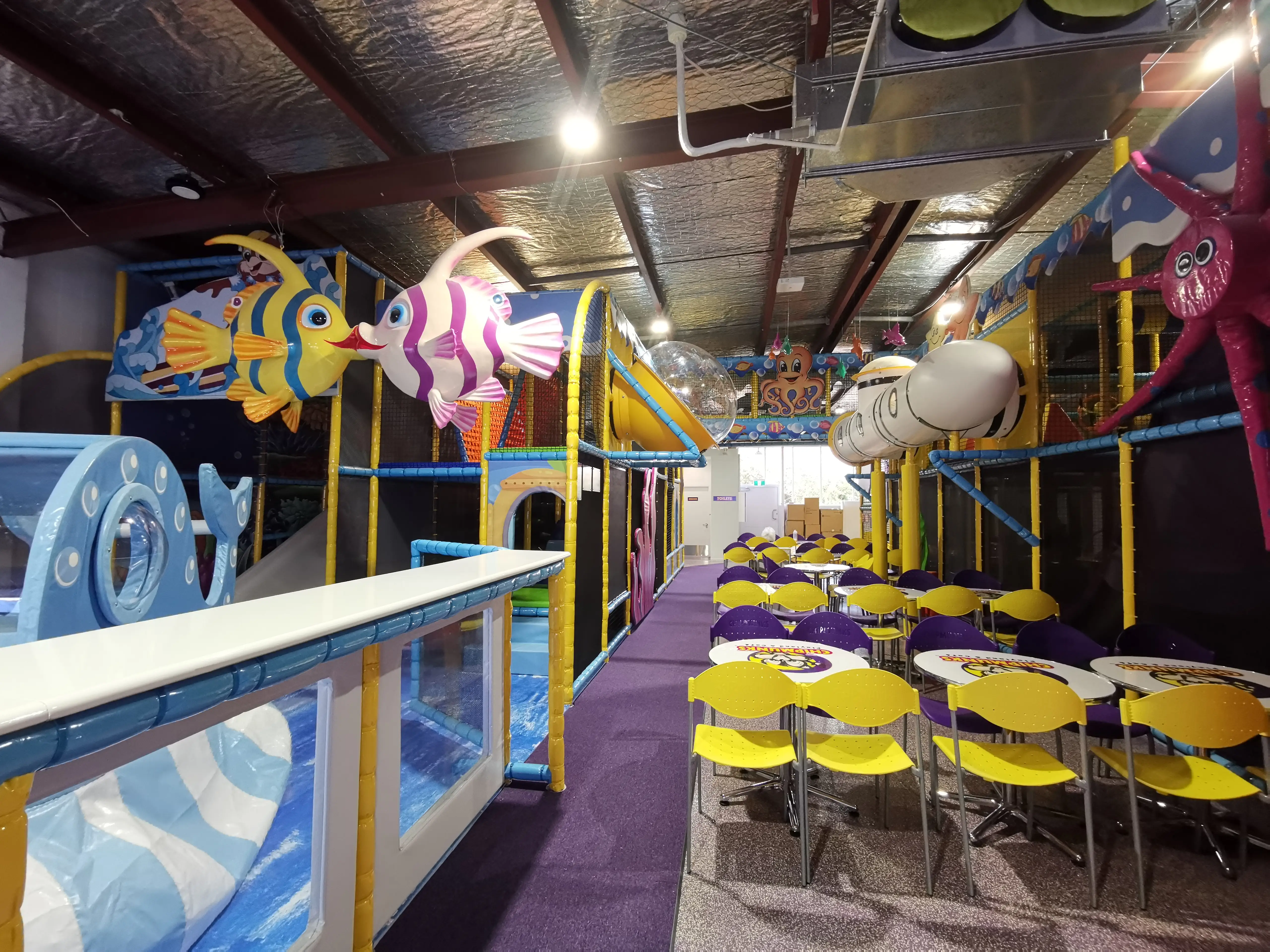 Commercial kitchen and back-of-house equipment supporting the family entertainment venue.