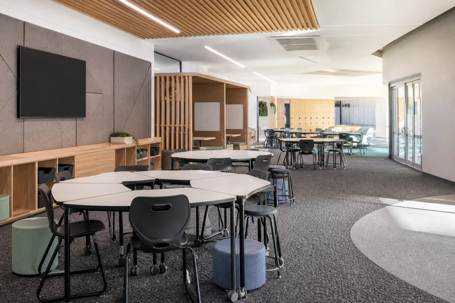 AMING education fit-out with flexible furniture, acoustic treatment and durable storage