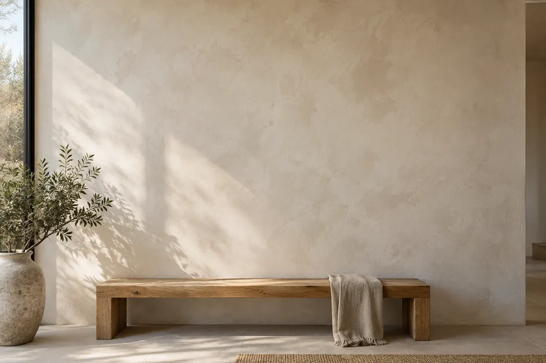 AI concept: very matte ivory limewash with soft cloudy brush movement