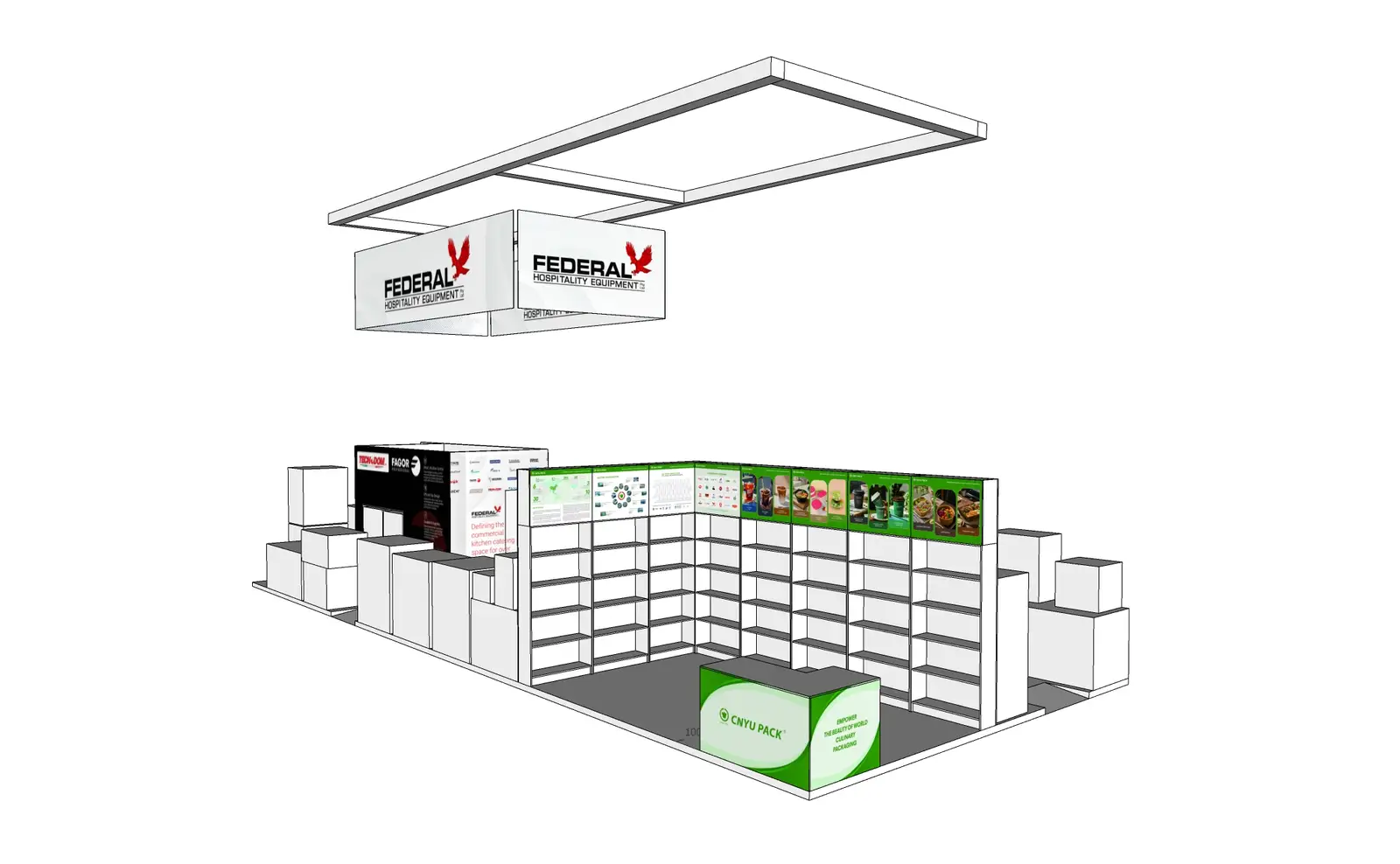 Branded exhibition environment at Fine Food Show 2025.