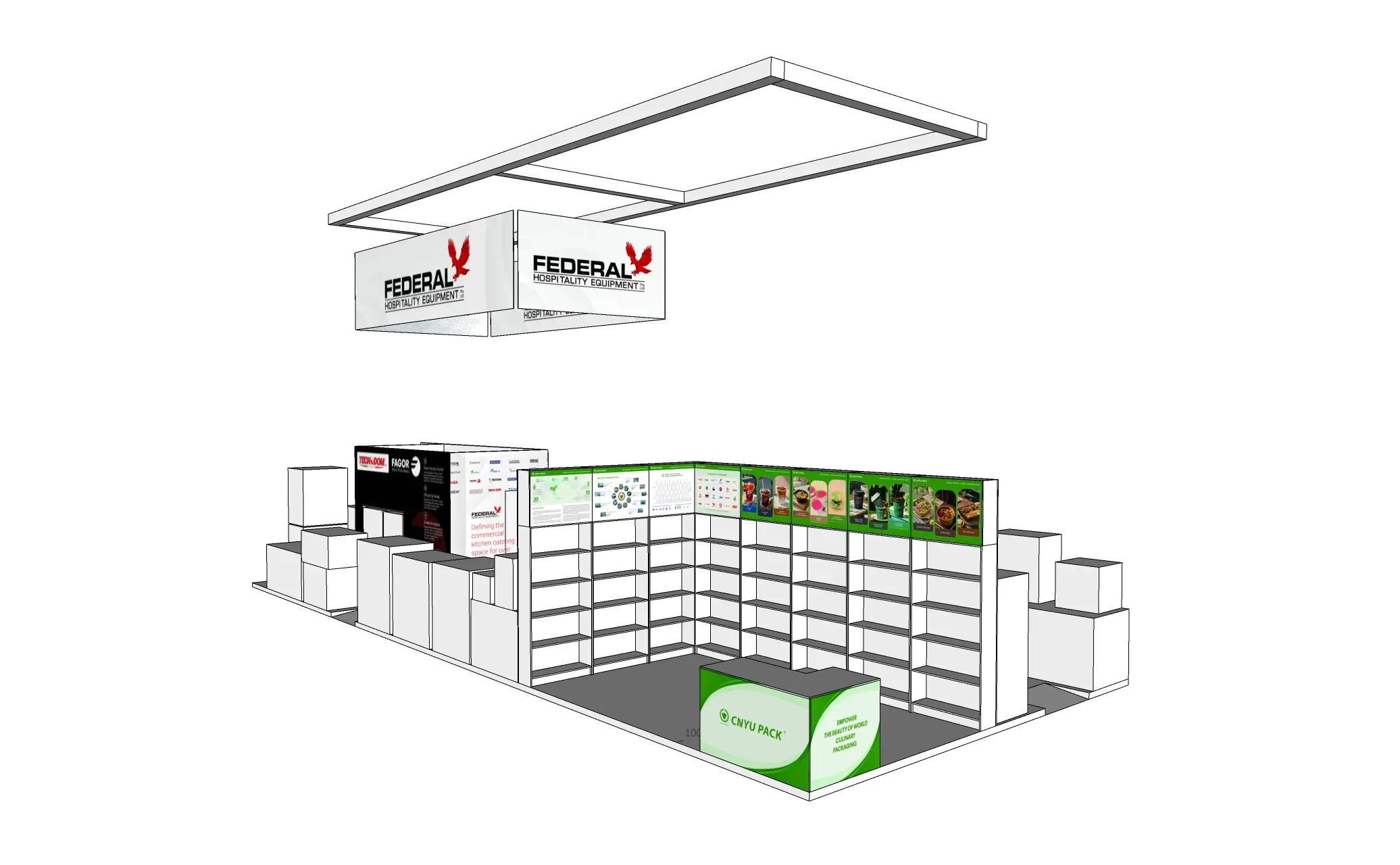 Branded exhibition environment at Fine Food Show 2025.