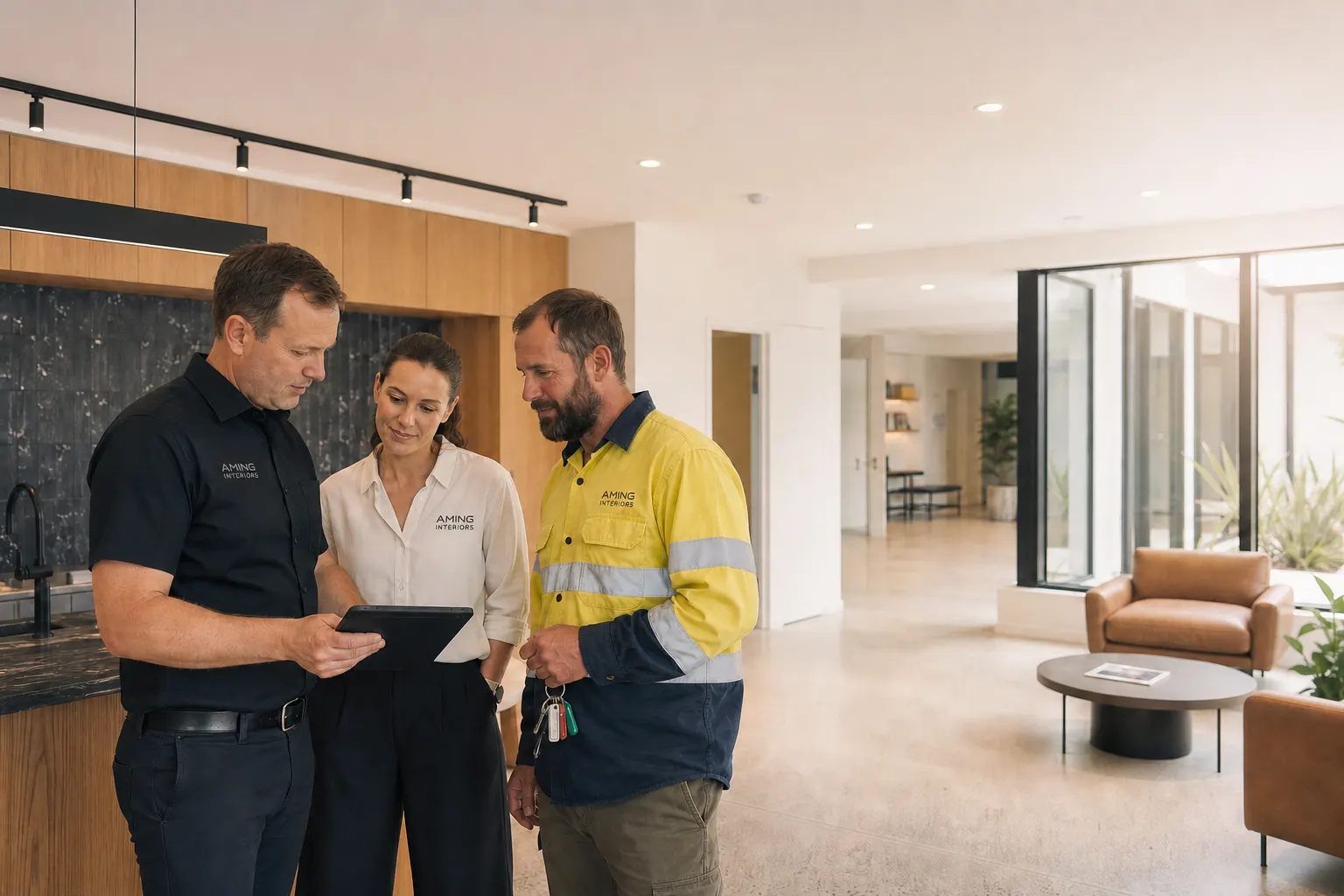 AMING project manager completing a commercial interior handover walkthrough